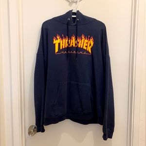 🔥 Thrasher Hoodie Sweatshirt Navy Blue • Size XL